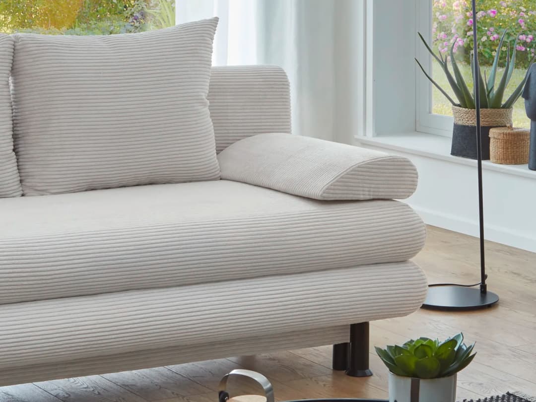 Schlafsofa Silvretta Cord | Weiß