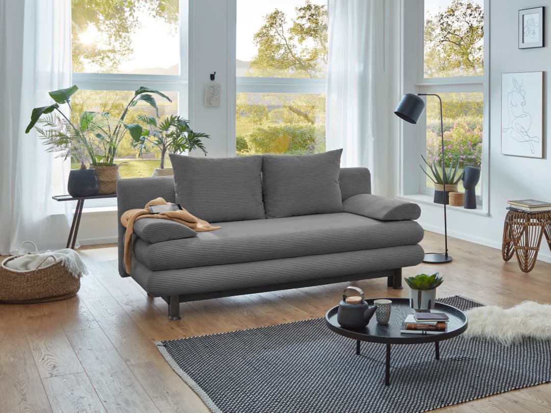 Schlafsofa Silvretta Cord | Grau
