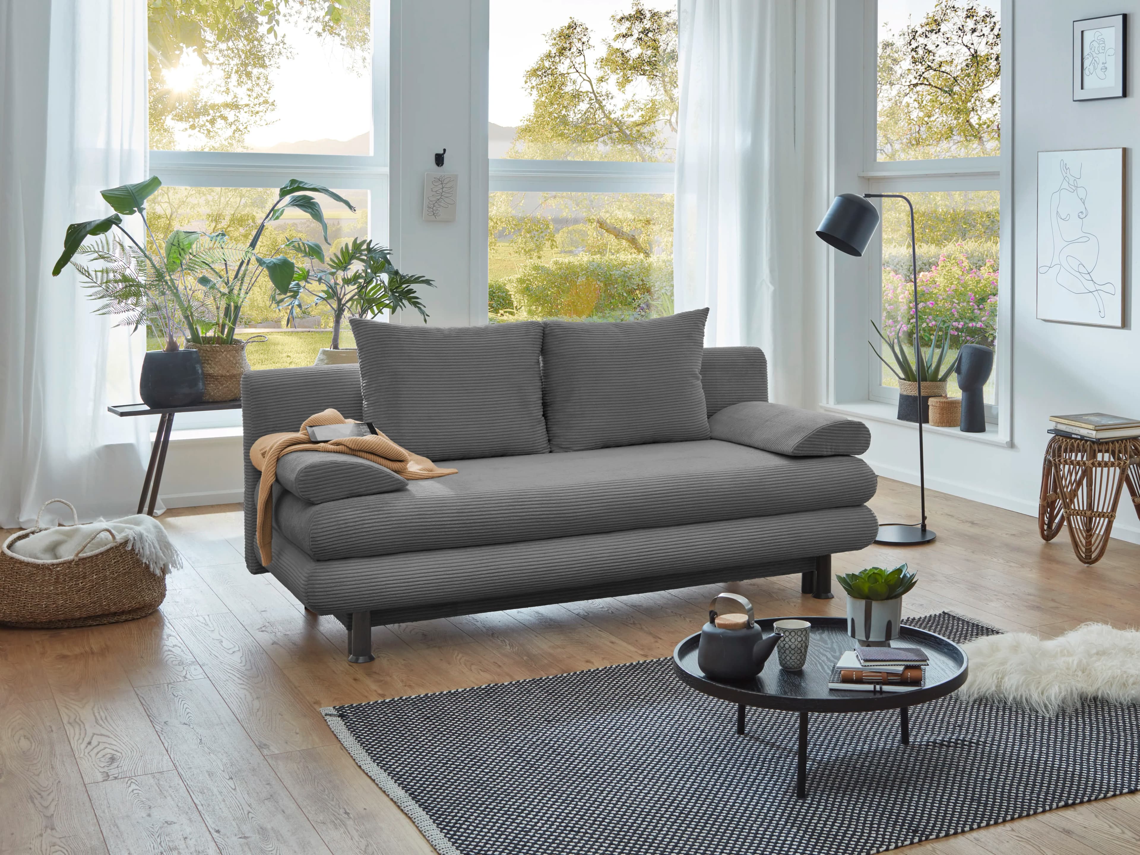 Schlafsofa Silvretta Cord | Grau