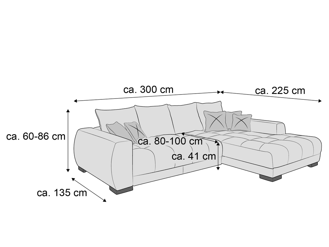 Ecksofa Ilean II | Grau