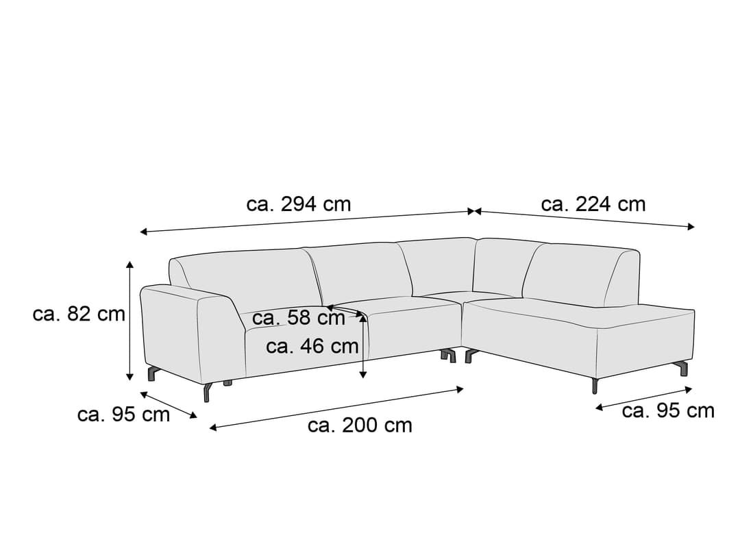 Ecksofa Meryem II | Grau