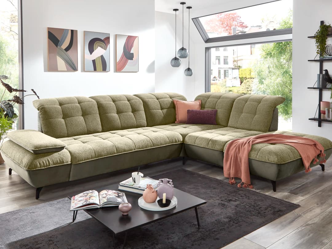 Ecksofa Piero Bett | Grün