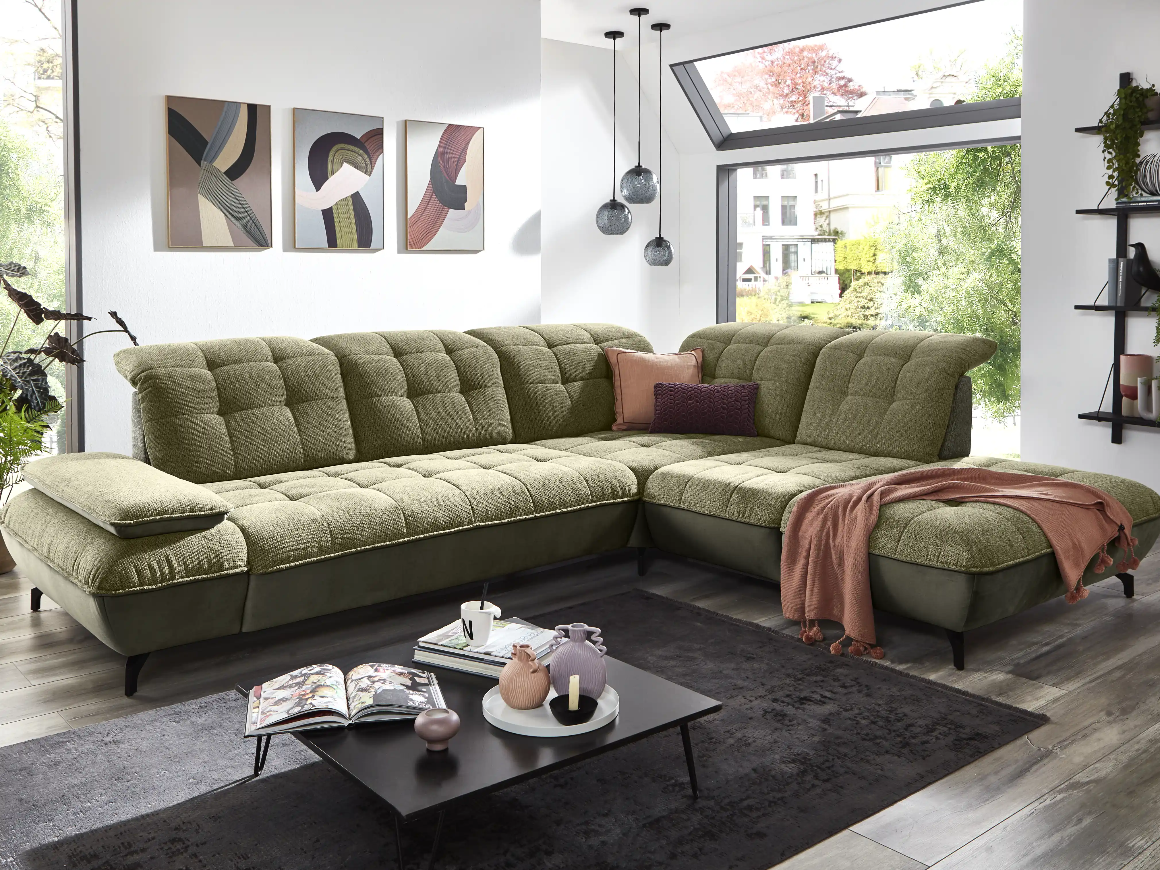 Ecksofa Piero Bett | Grün