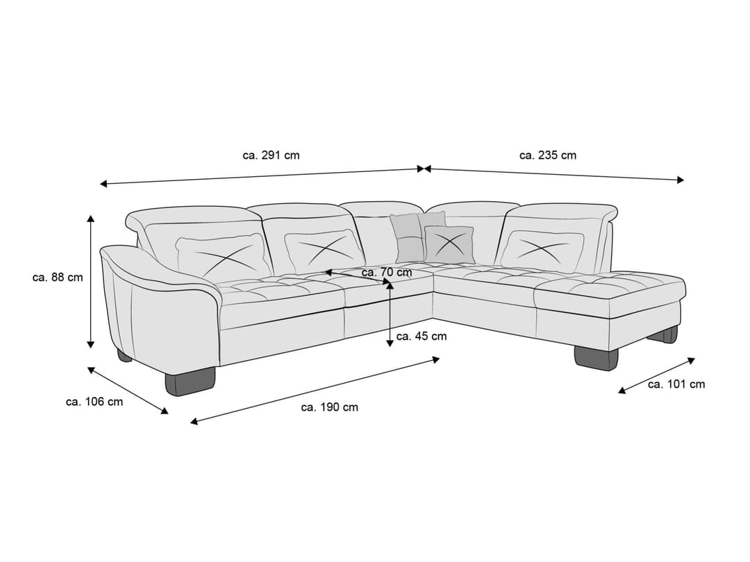 Ecksofa Preggio II | Grau