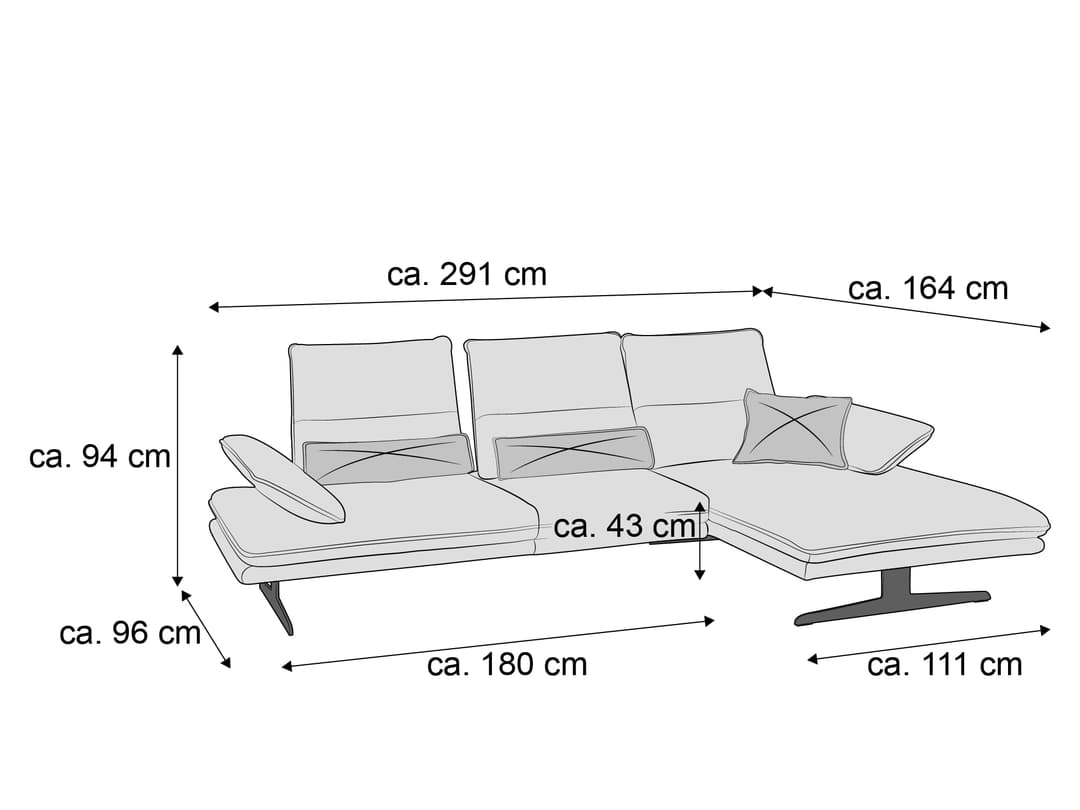 W.Schillig Ecksofa 16777 broadway V | Grau