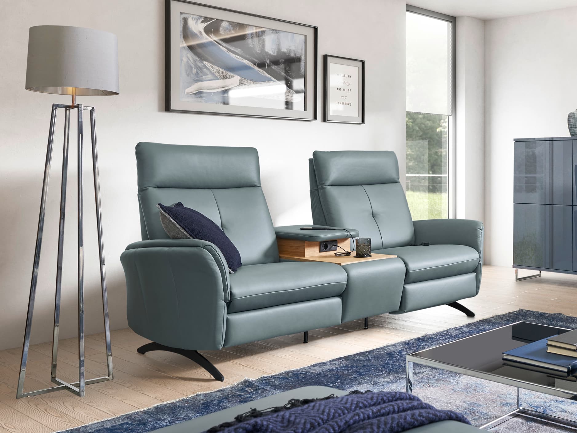 Trapezsofa Caracas II | Blau