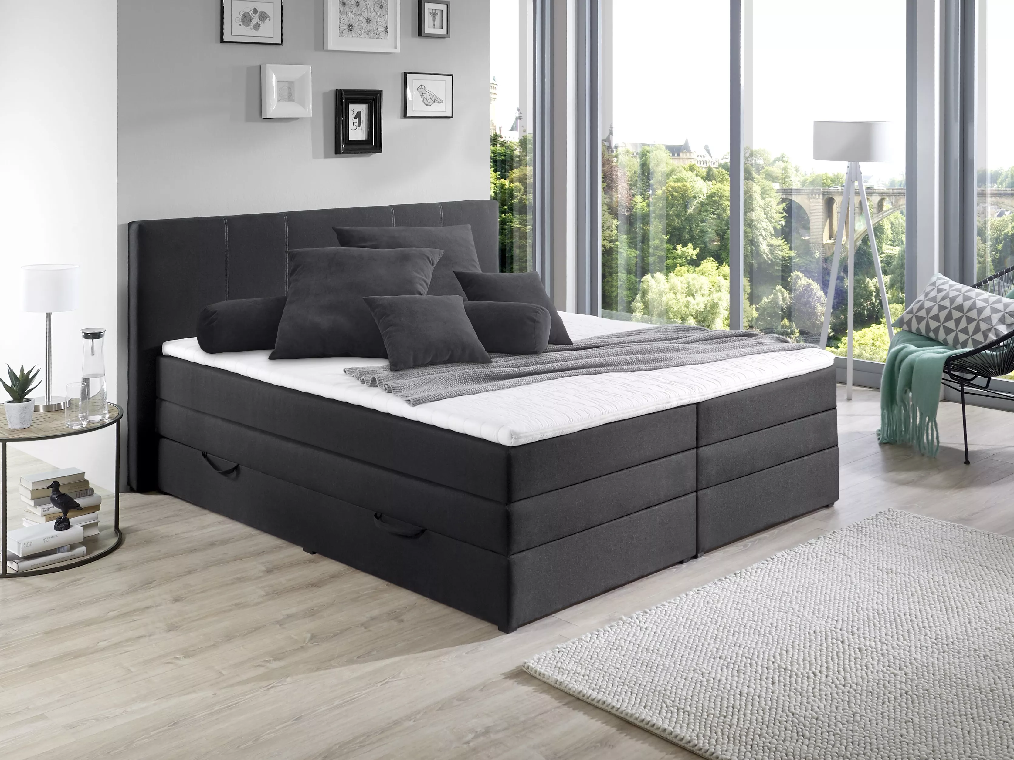 Boxspringbett Saddle | Schwarz