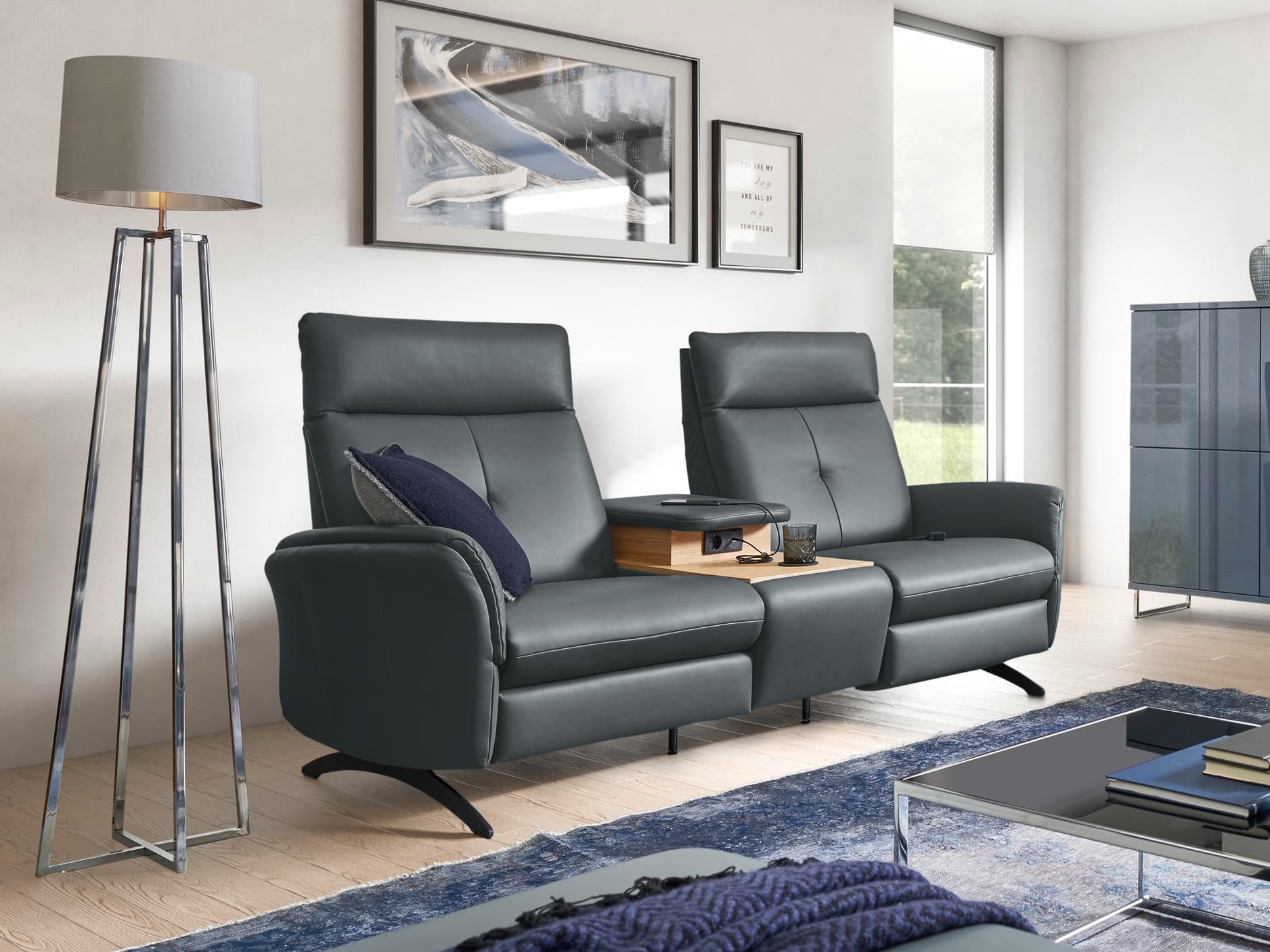Trapezsofa Caracas II | Grau