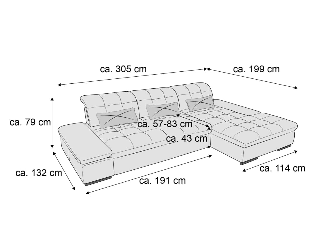 Ecksofa Pilar | Grau