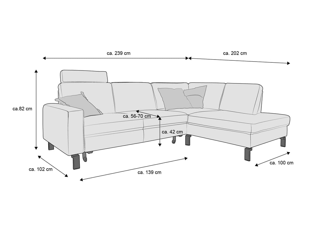 Ecksofa Cavriana V | Grau