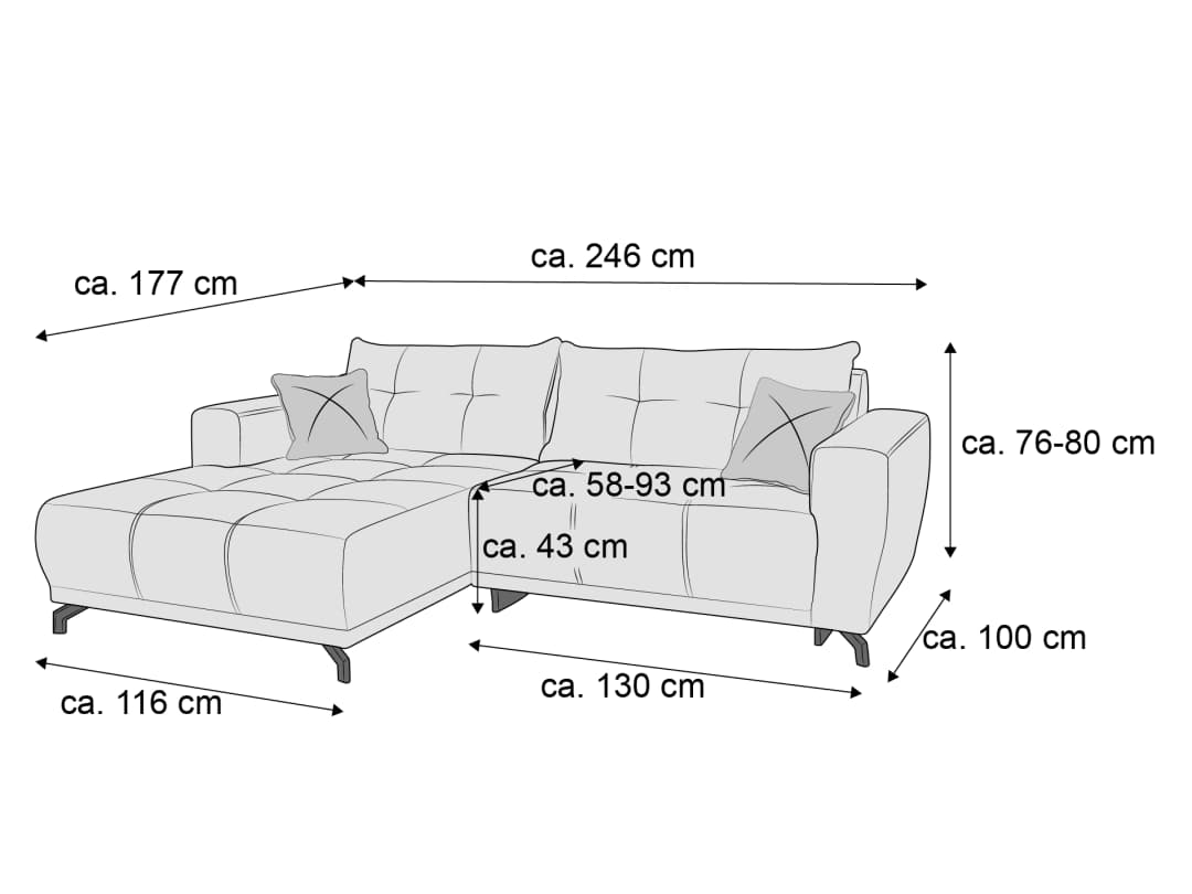 Ecksofa Birden II | Grau