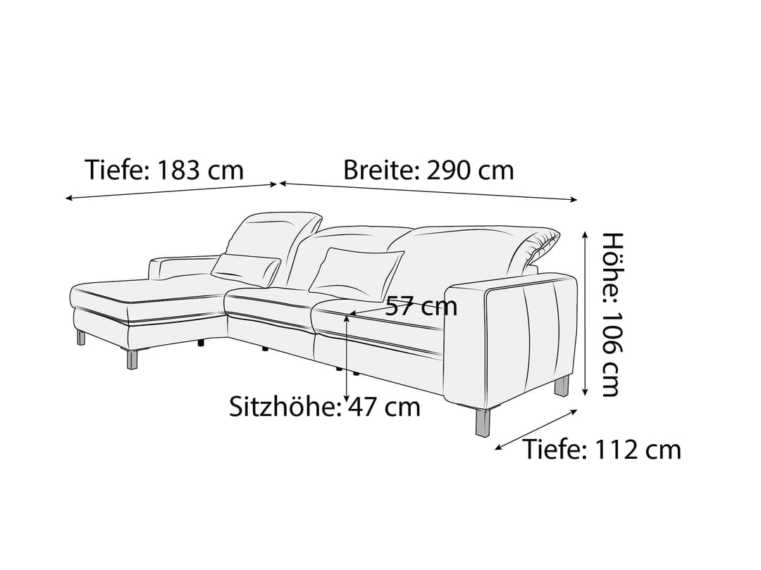 Ecksofa Cabello | Weiß