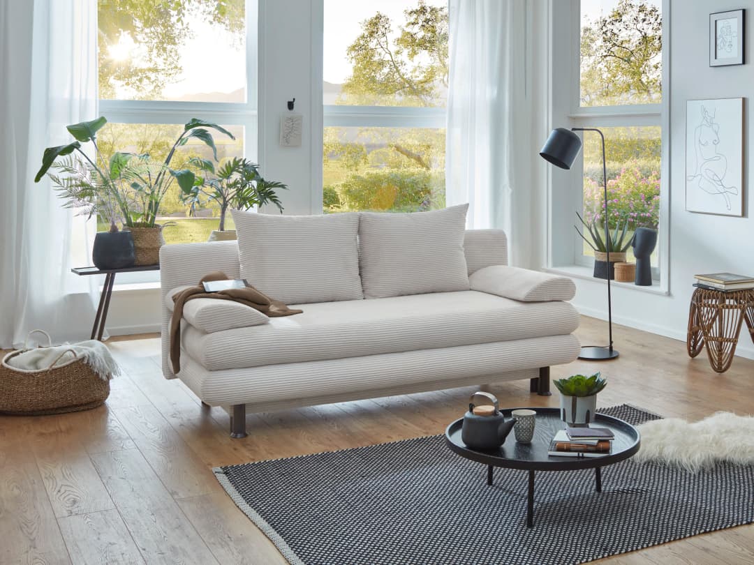 Schlafsofa Silvretta Cord | Weiß