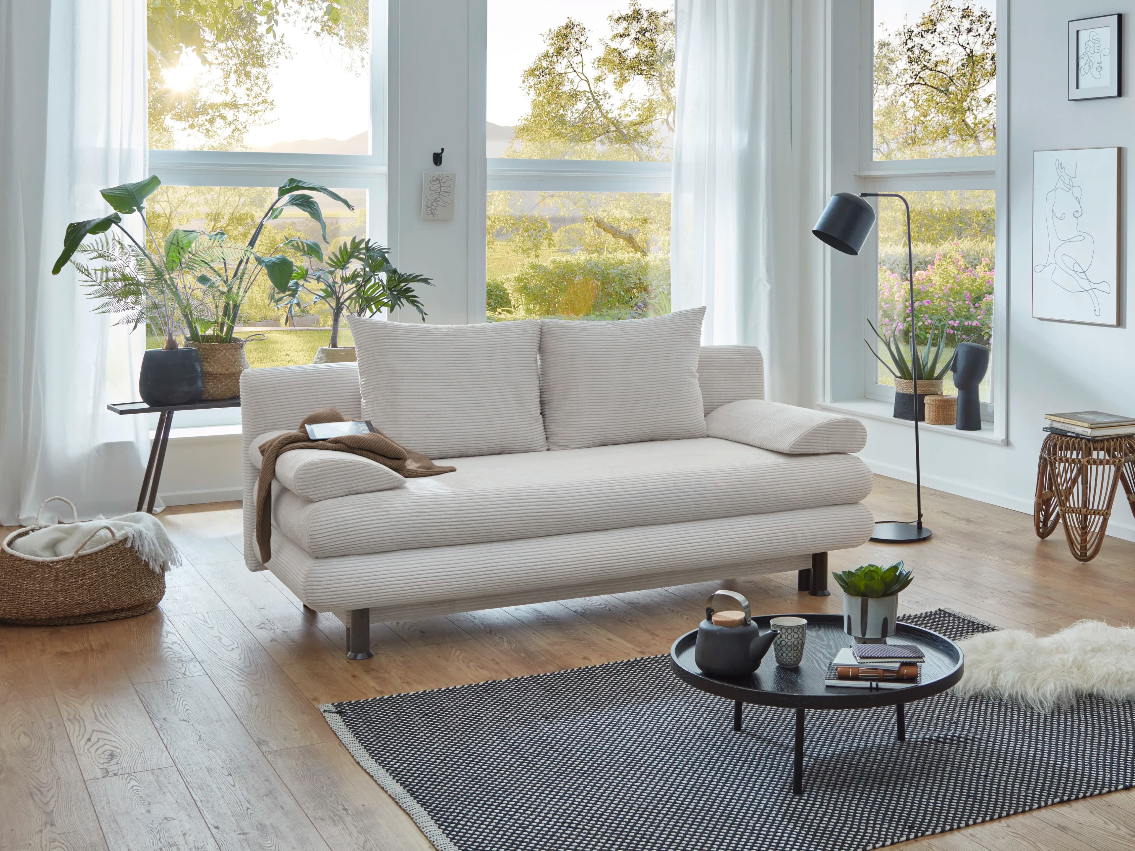 Schlafsofa Silvretta Cord | Weiß