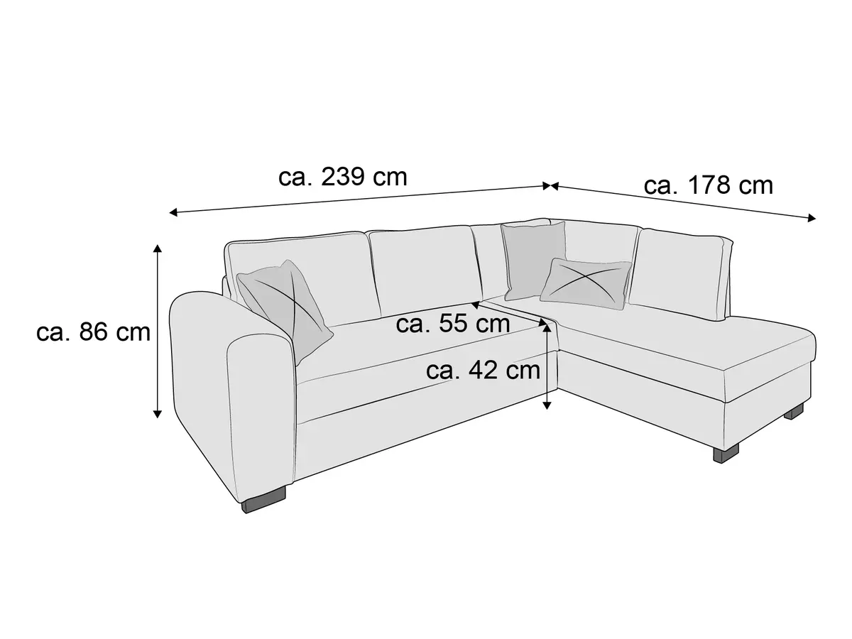 Ecksofa Hailey | Rosa