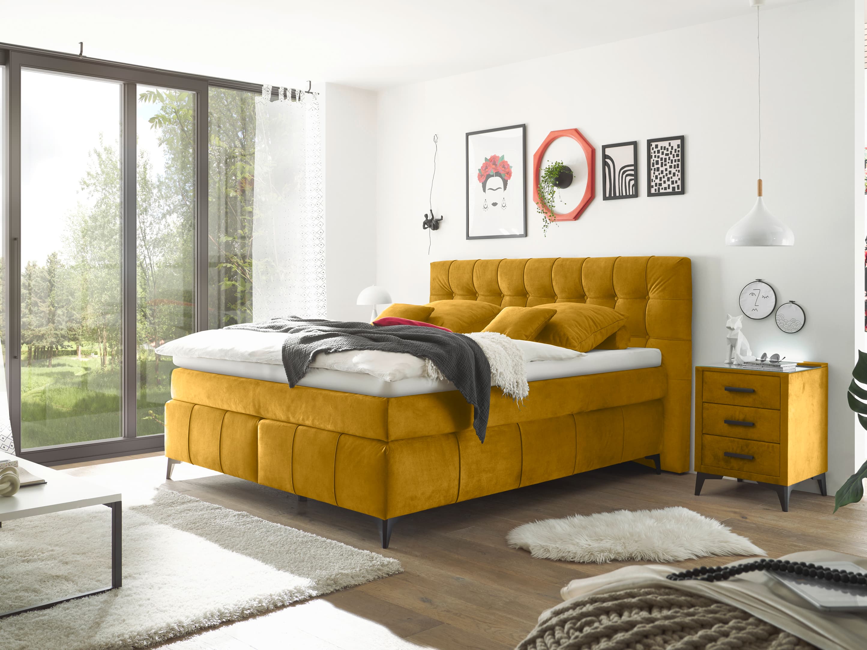Boxspringbett Büren | Gelb
