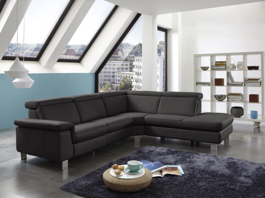 Ecksofa Pomezia V | Schwarz