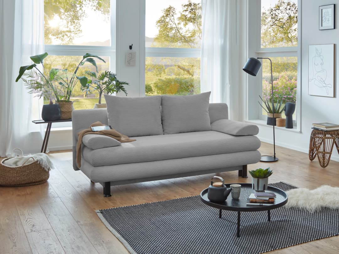 Schlafsofa Silvretta Cord | Weiß