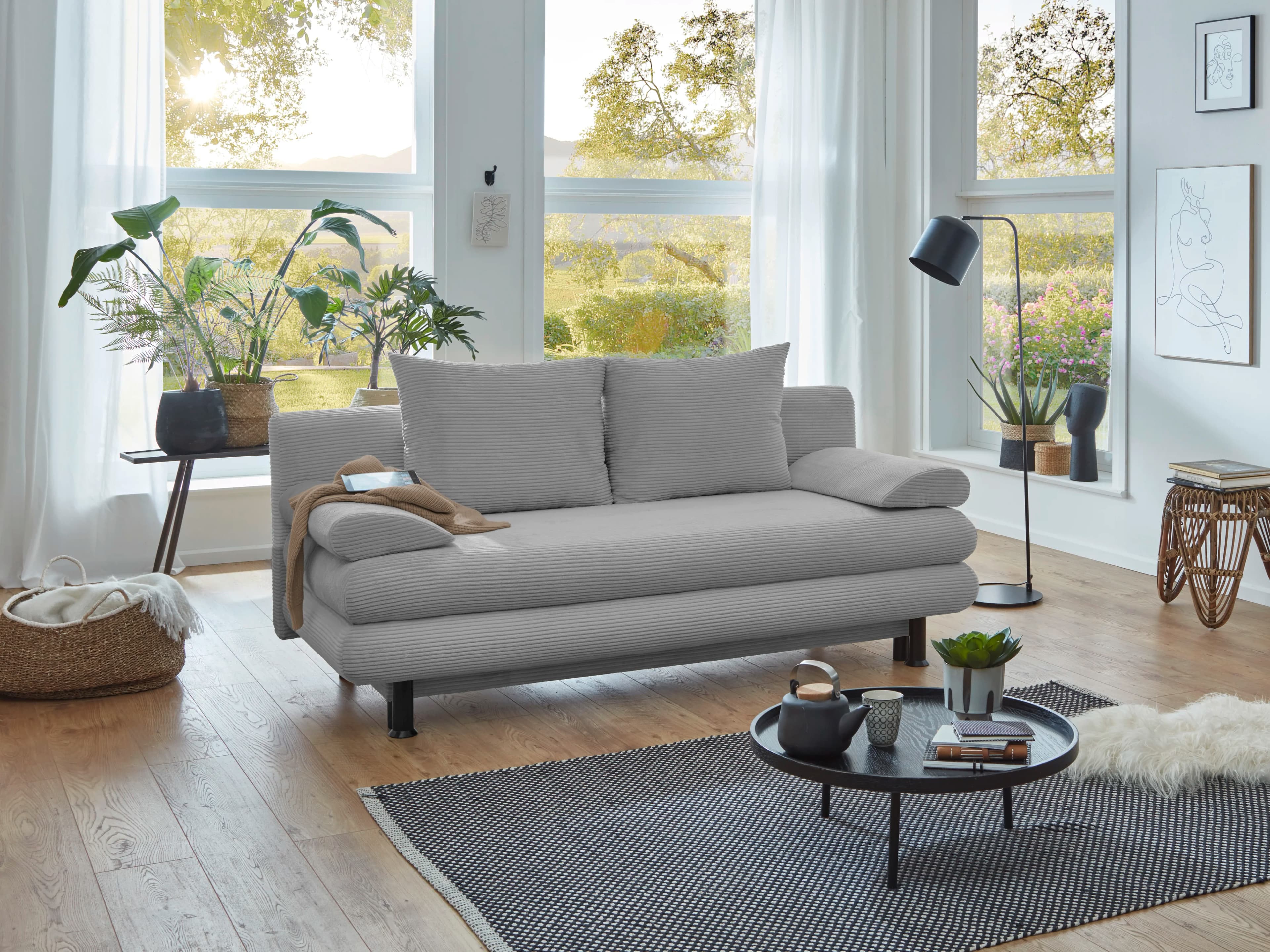 Schlafsofa Silvretta Cord | Weiß