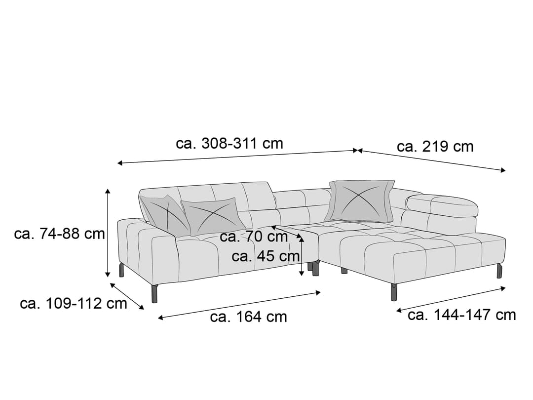 Ecksofa Chellini | Grau