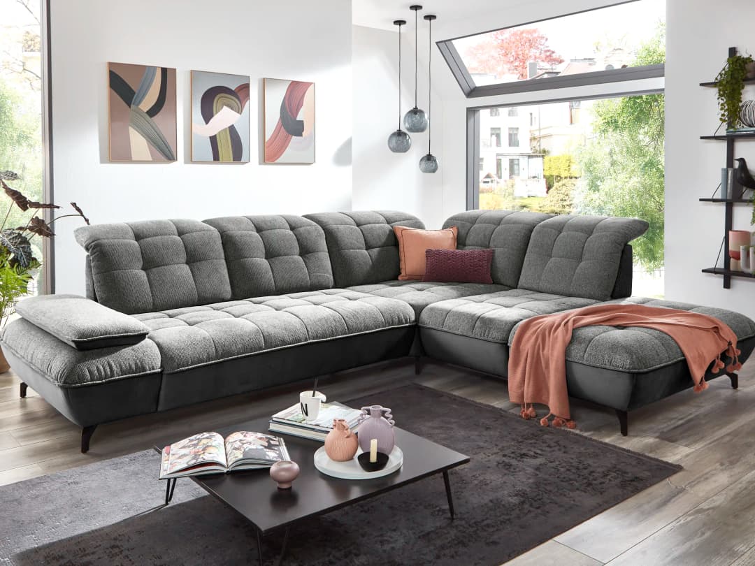 Ecksofa Piero Bett | Grau