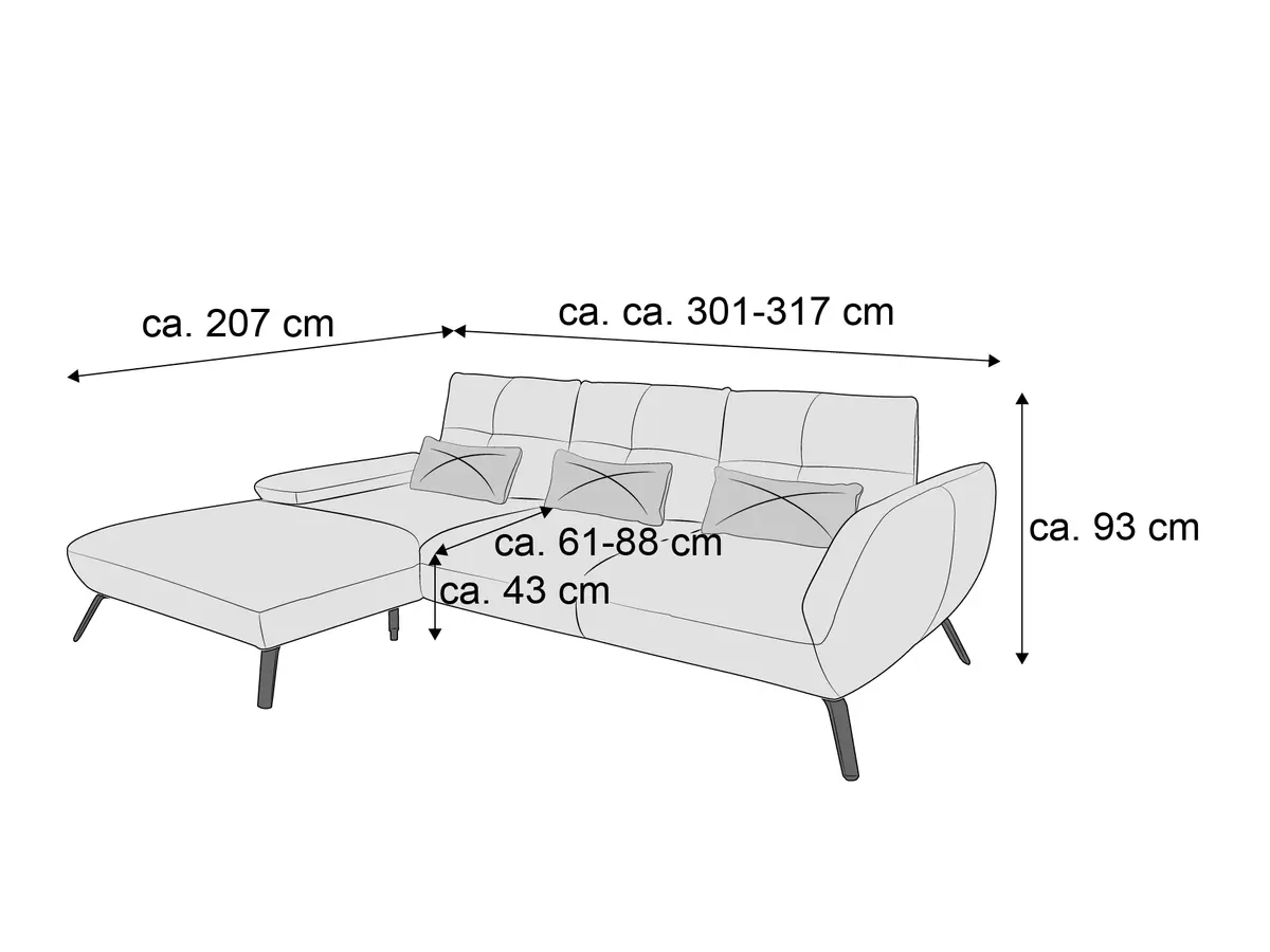 Ecksofa Paola VII | Grau