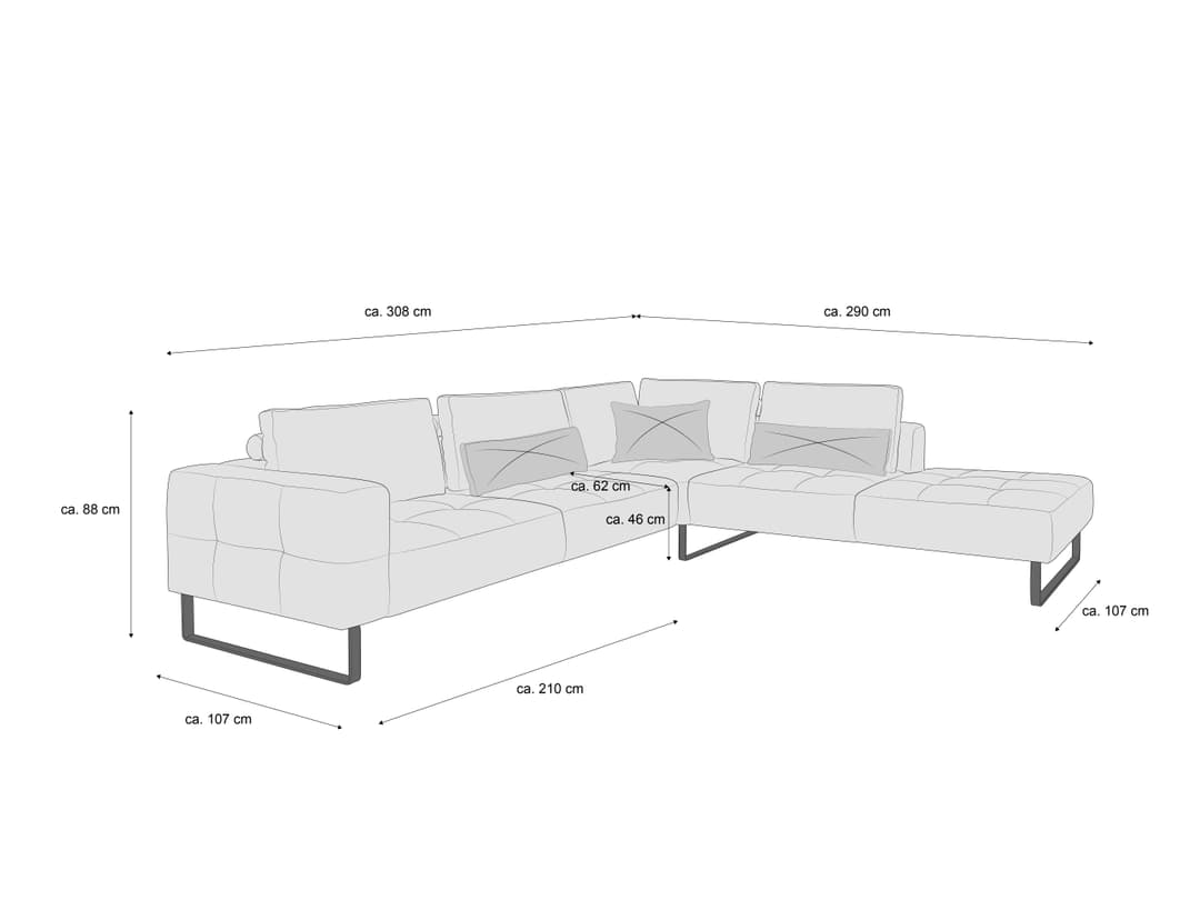 Ecksofa Corina | Grau