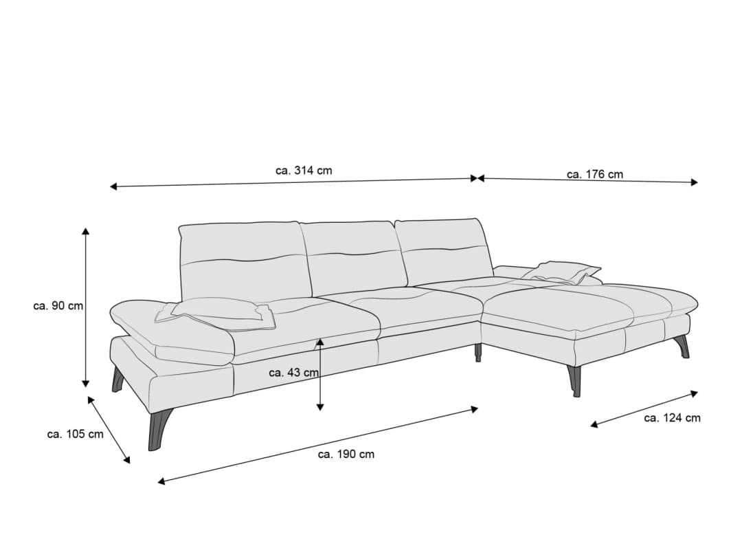 Ecksofa Penina IV | Grau