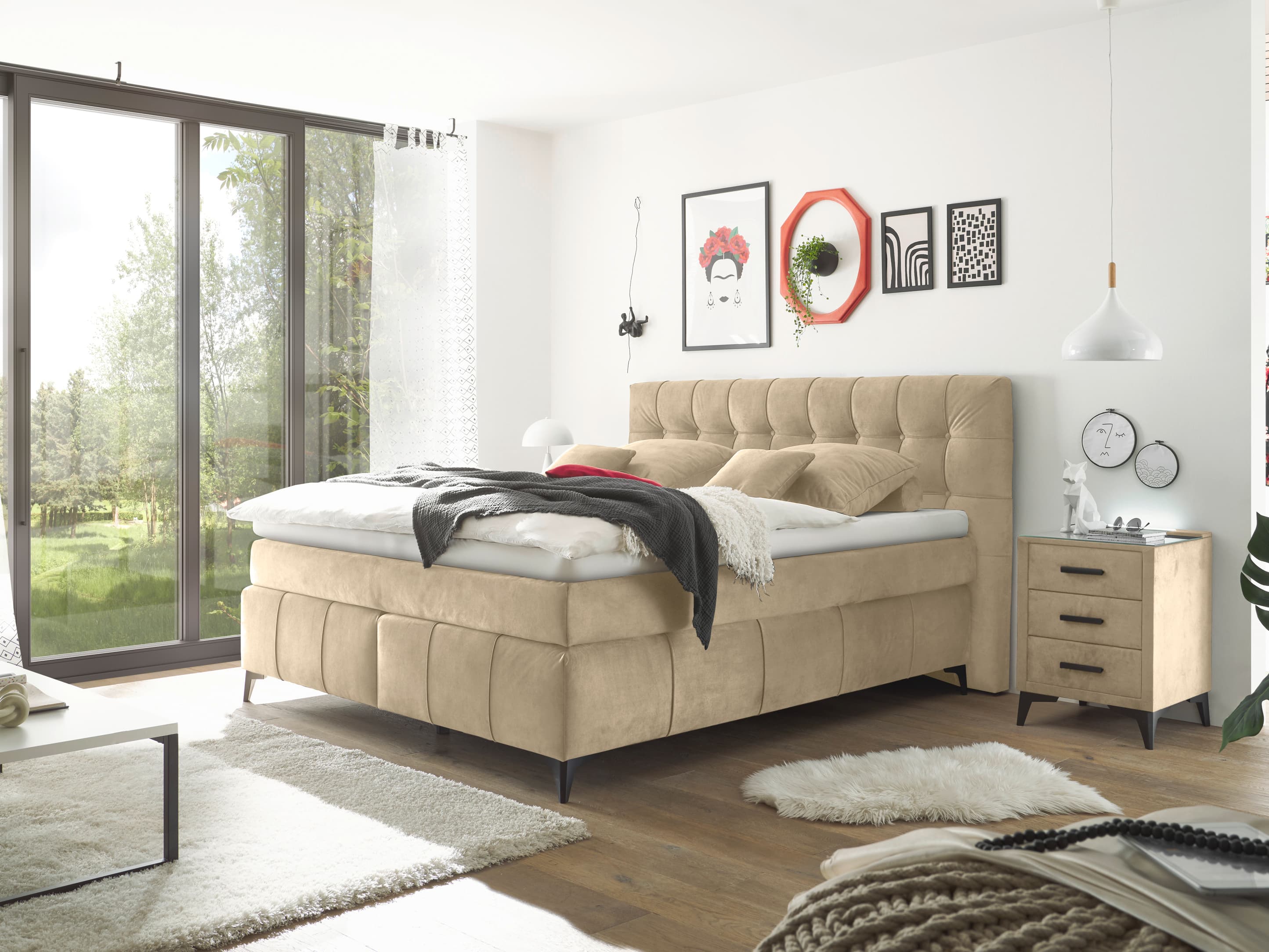 Boxspringbett Büren | Beige