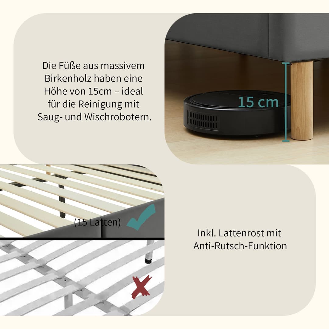 Home affaire Polsterbett Armandine | Grau