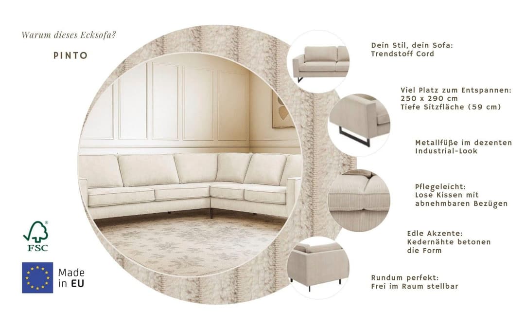 Home affaire Ecksofa Pinto | Beige