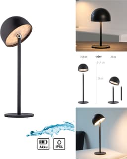 OTTO home Tischleuchte Akku Tischlampe Gerrin | Schwarz