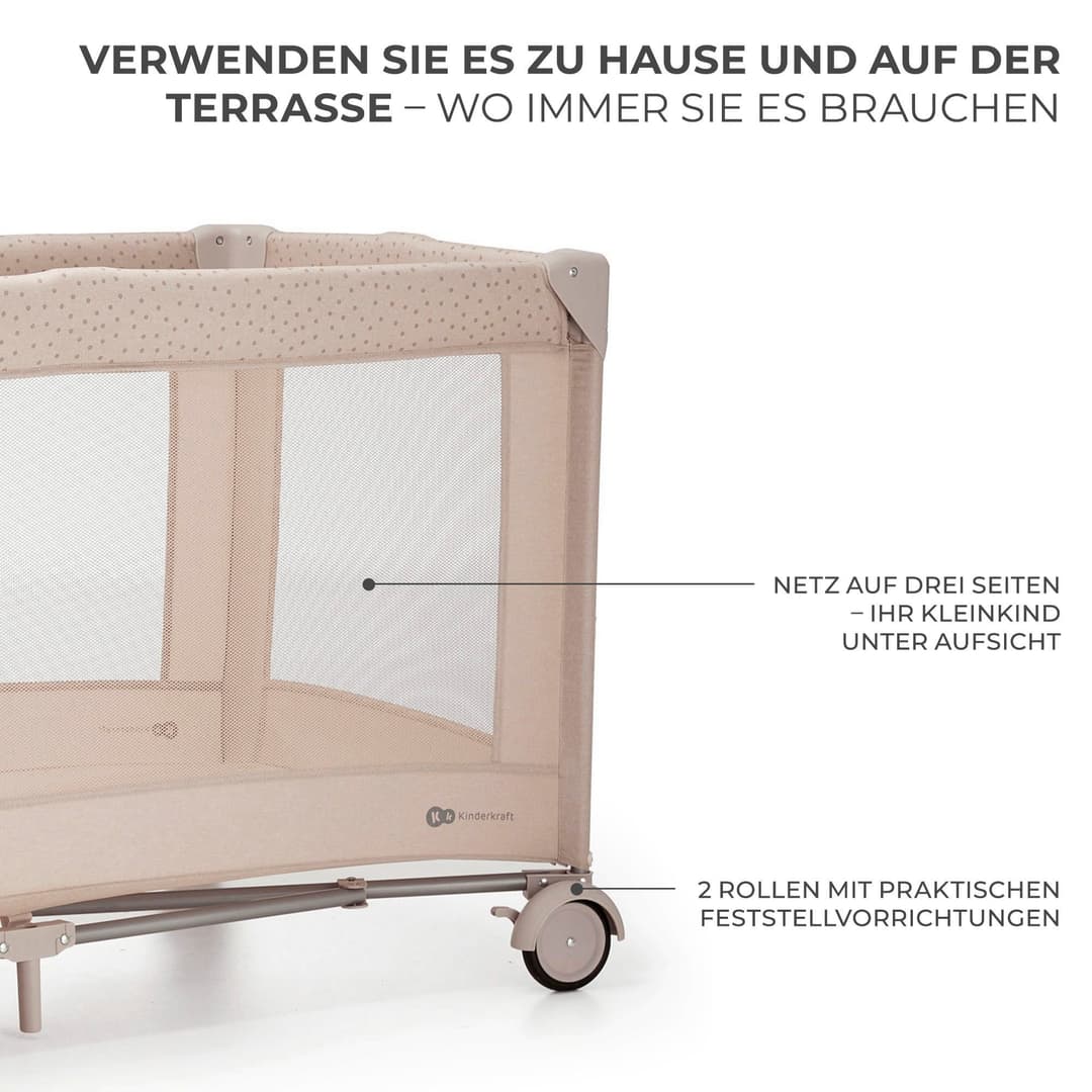 Kinderkraft Baby-Reisebett JOY 2 | Beige