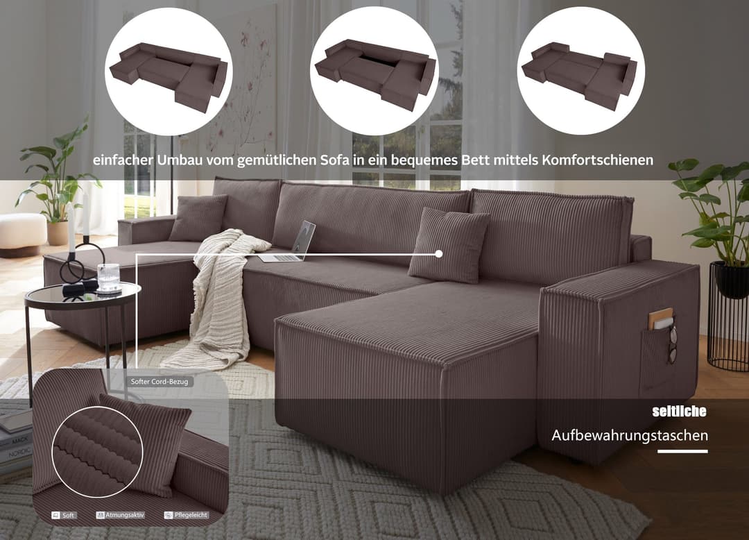 OTTO home Wohnlandschaft CASSI L-Form | Braun