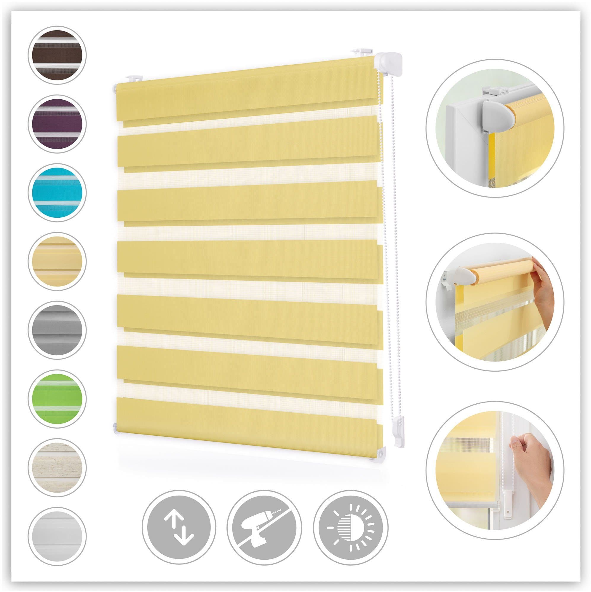 Doppelrollo Duo Rollo Klemmfix | Gelb