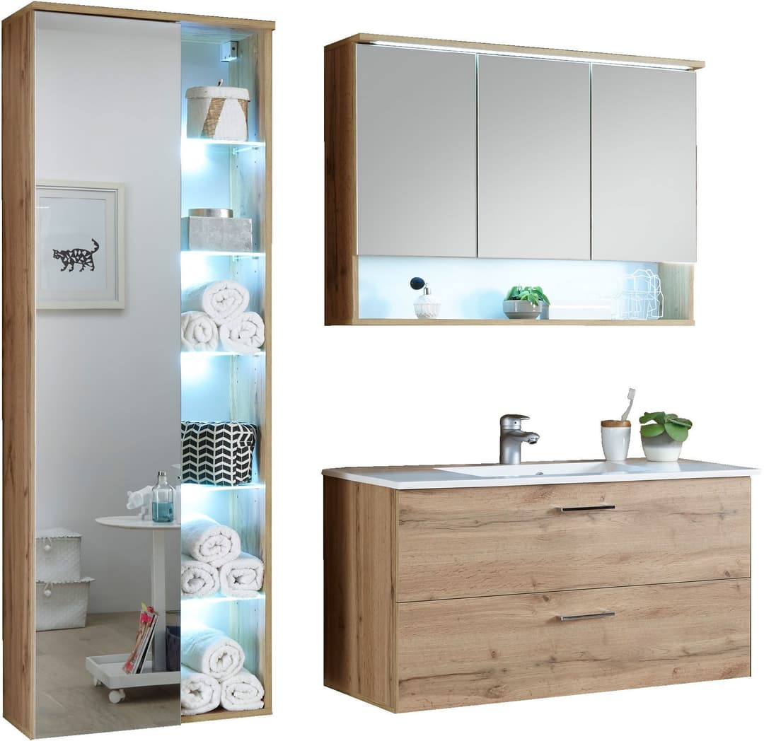 BASIC by Balculina Badmöbel-Set Best | Holztöne