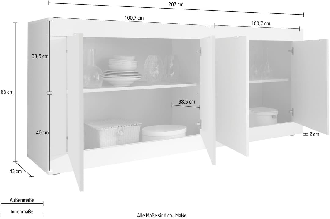 Home affaire Sideboard Basic | Grau
