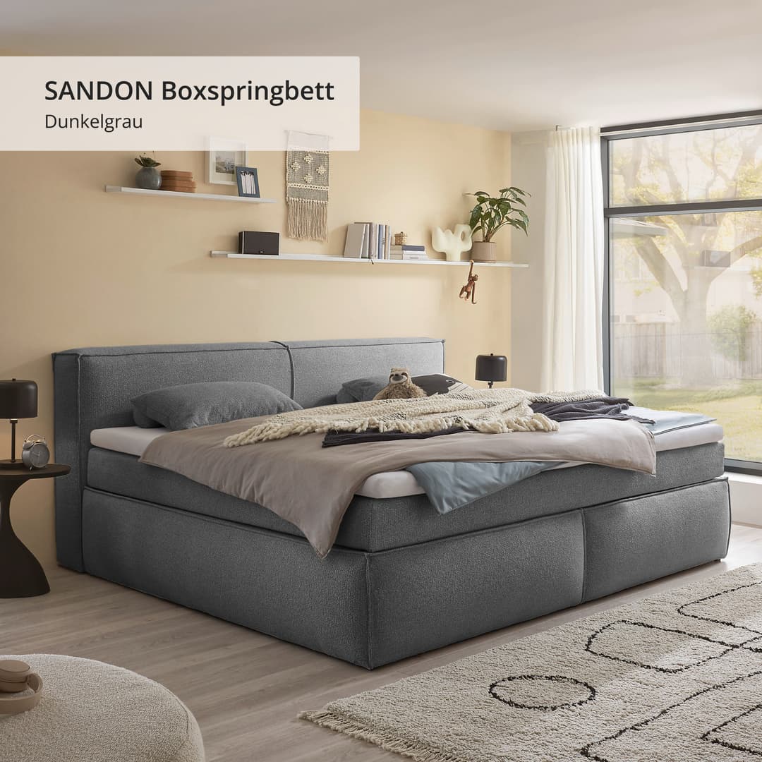 ED EXCITING DESIGN Boxspringbett Sandon | Grau