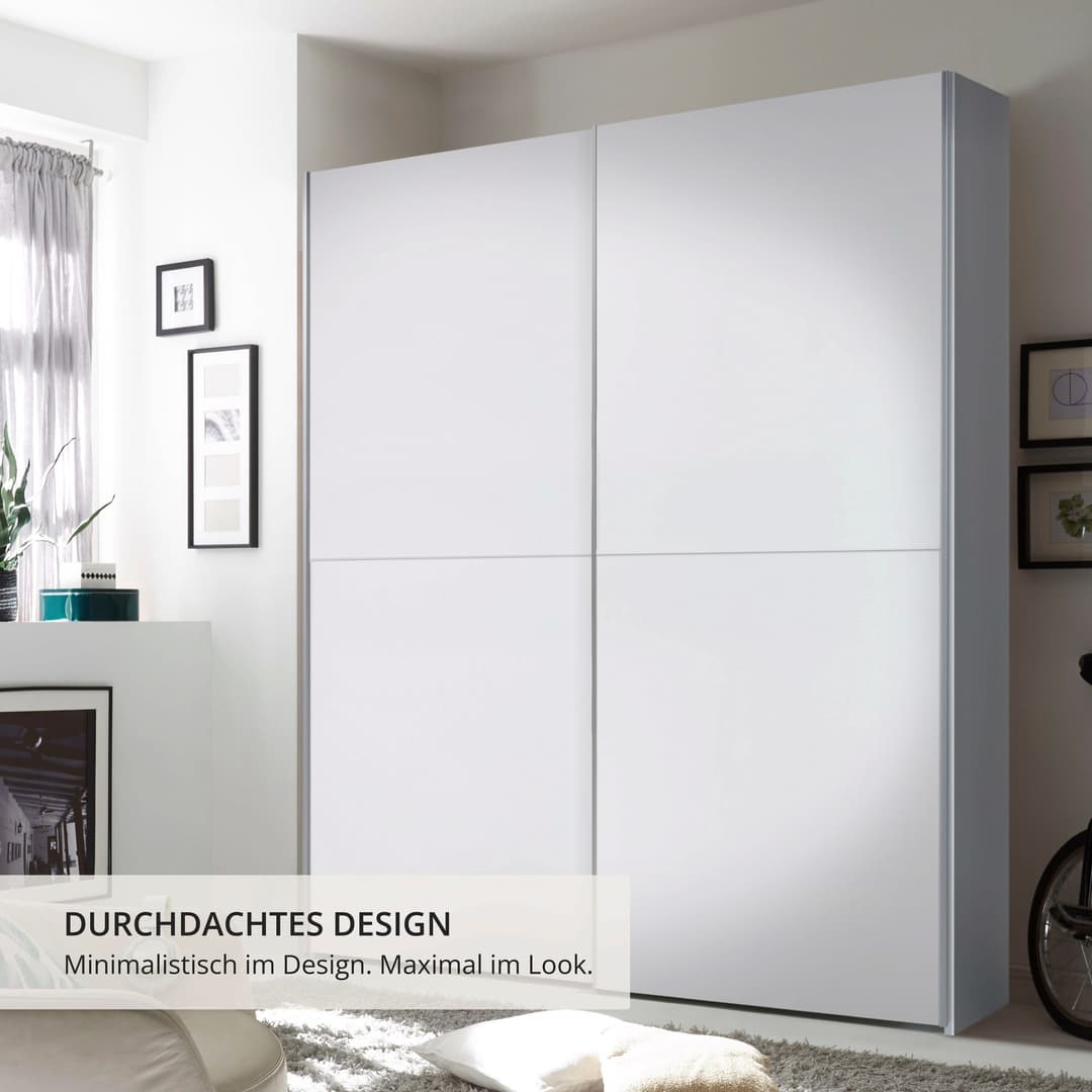 Schlafkontor Schwebetürenschrank Time | Weiß