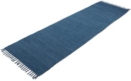 carpetfine Teppich Kelim Chindi uni | Blau