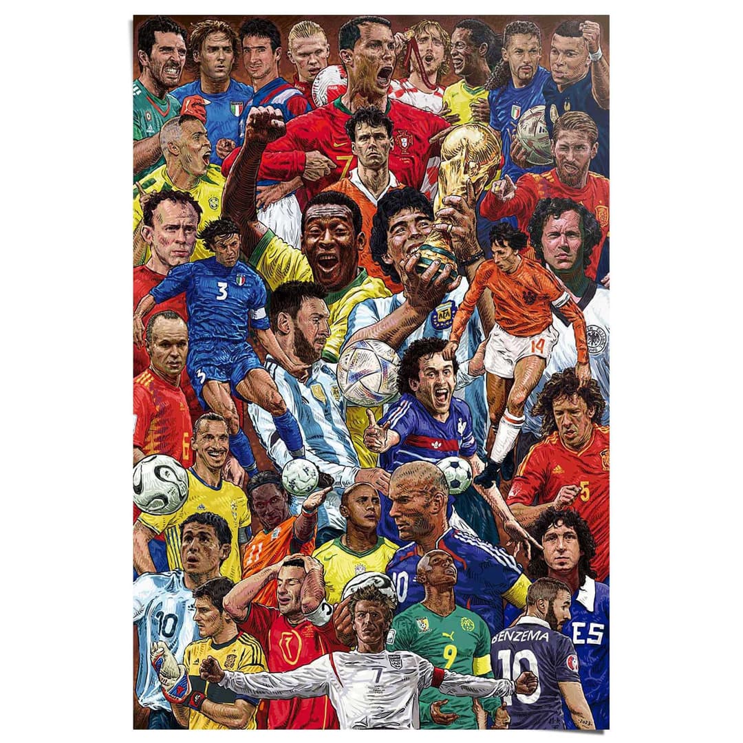 Reinders! Poster Legendäre Fußballspieler | Mehrfarbig