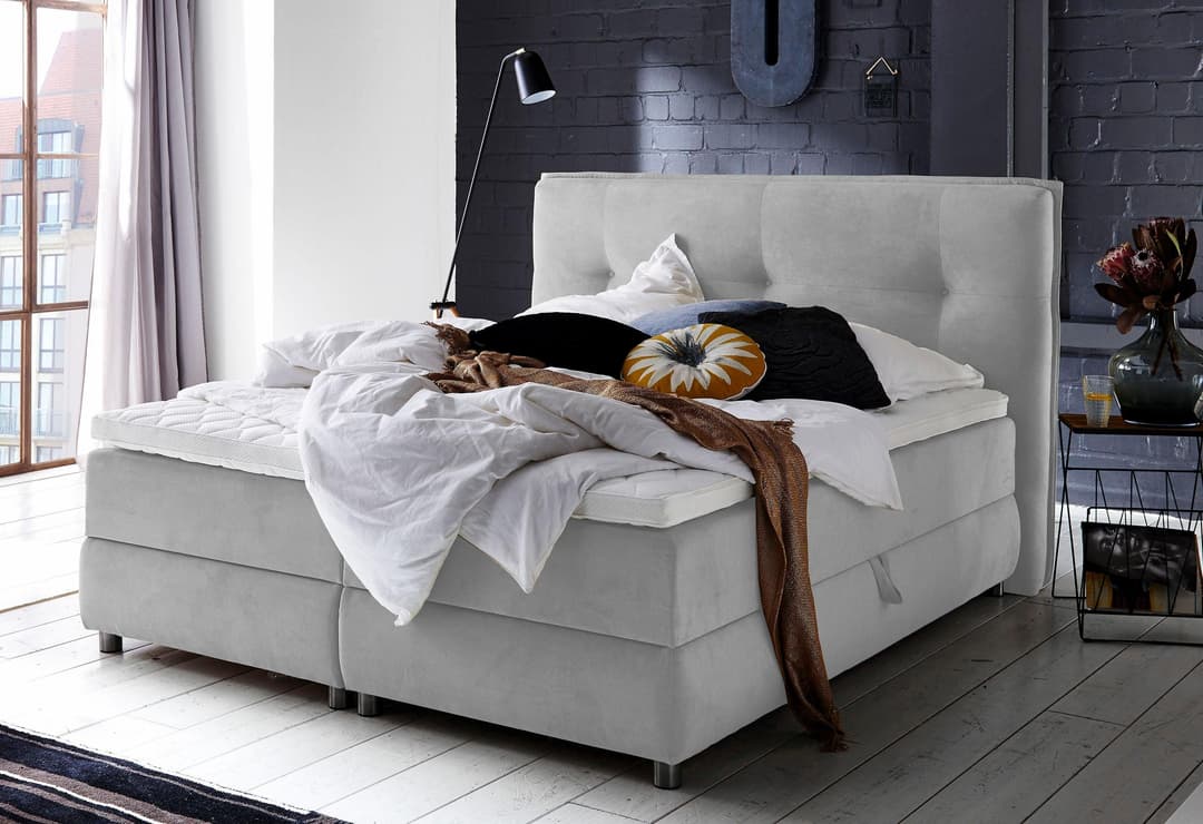 ATLANTIC home collection Boxspringbett Tilo | Grau
