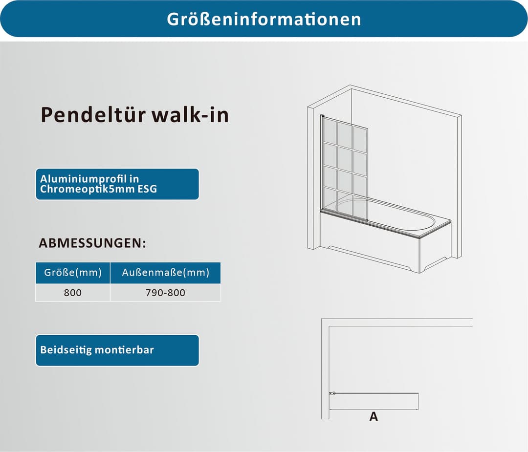 welltime Badewannenaufsatz | Schwarz