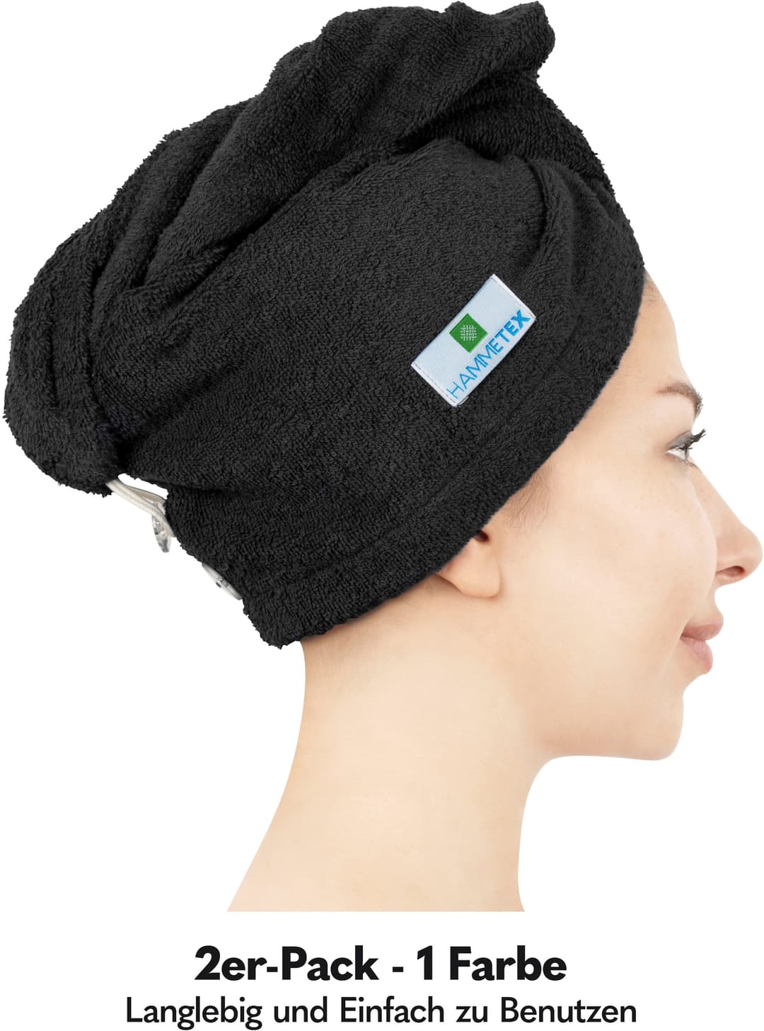 HAMMETEX Turban-Handtuch | Schwarz