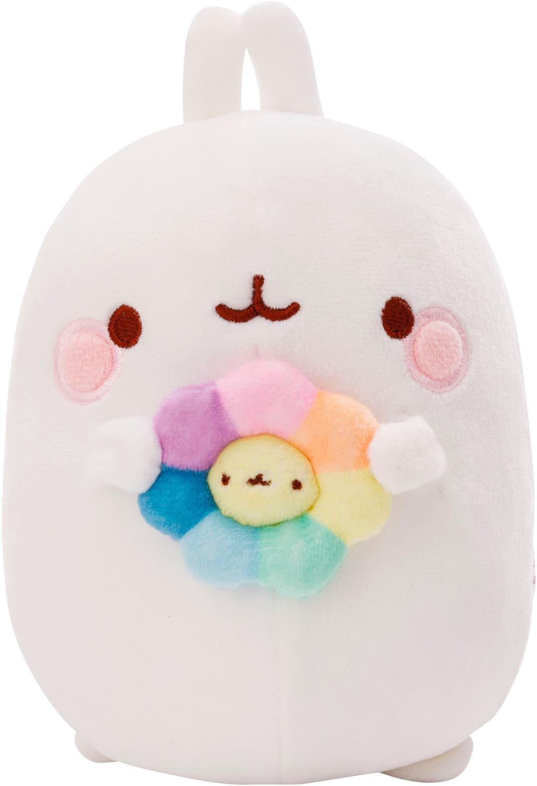 Nici Kuscheltier Molang mit Regenbogenblume | Weiß