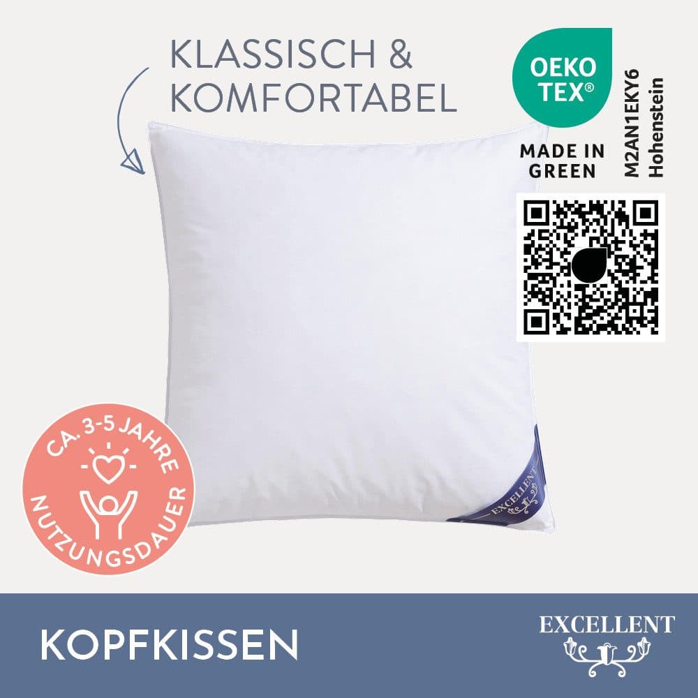 Excellent 3-Kammer-Kopfkissen Davos | Weiß