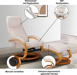 Home affaire Relaxsessel mit Hocker PARIS | Schwarz