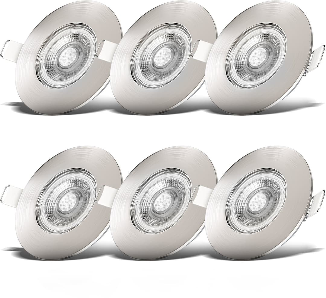 B.K.Licht LED Einbauleuchte 6er Set | Silber