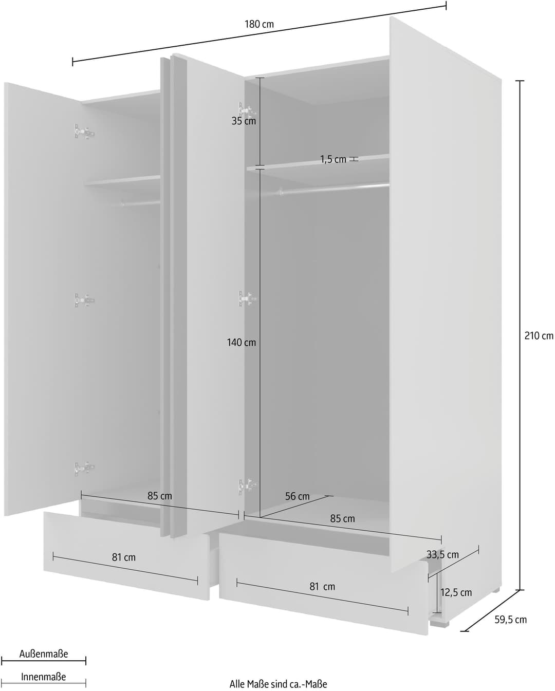 OTTO home Kleiderschrank Cross | Weiß