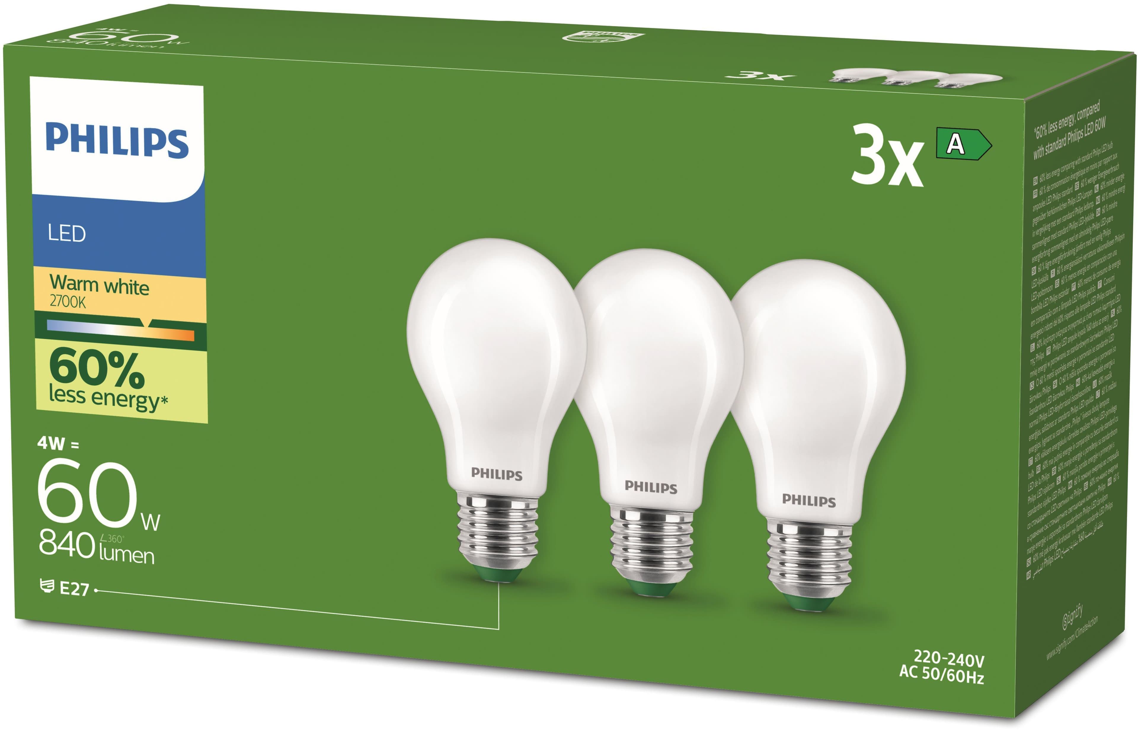 Philips LED-Leuchtmittel UltraEfficient 60W 2700K | Weiß